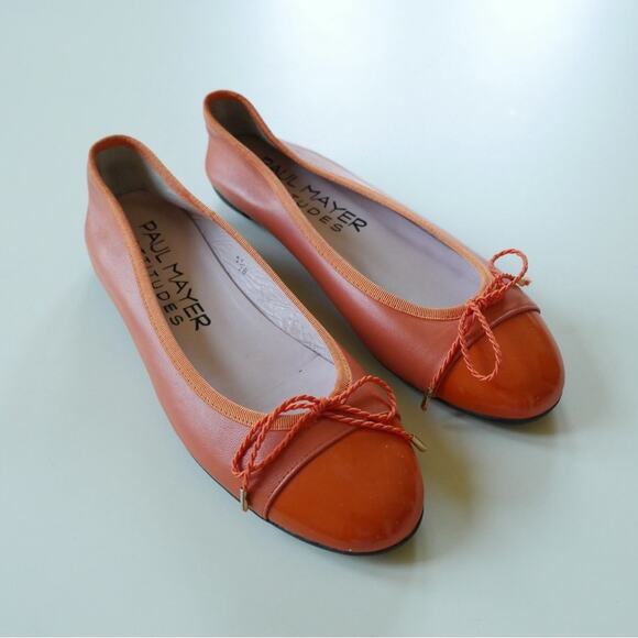 Paul Mayer Attitudes Made in Spain Ballet Flat Cap Toe Orange 5.5 - Picture 3 of 12